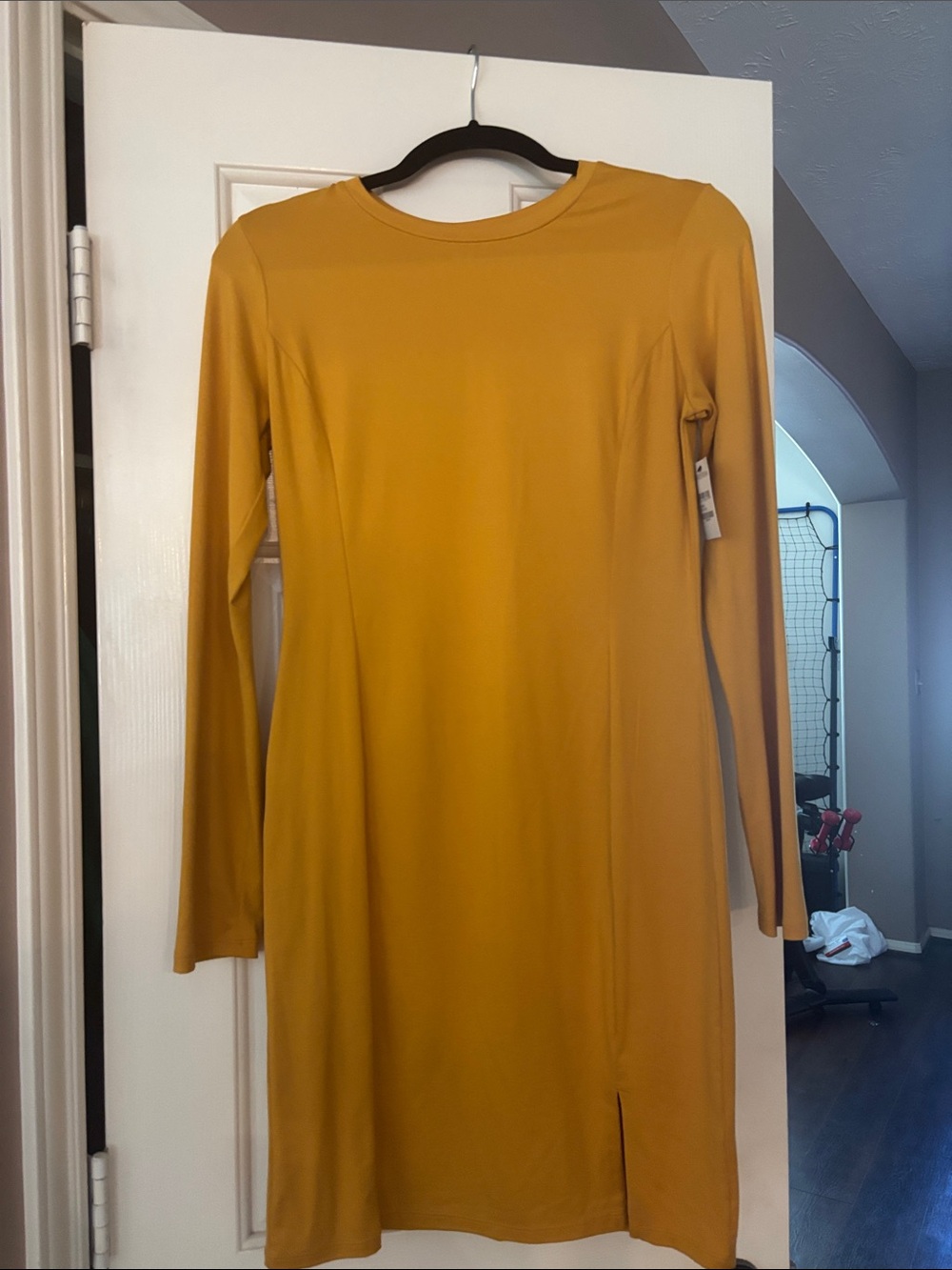 Nordstrom Mustard Long Sleeve Shift Dress